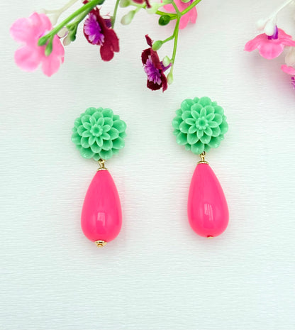 In love with neon - Tropfenohrringe in pink und hellgrün