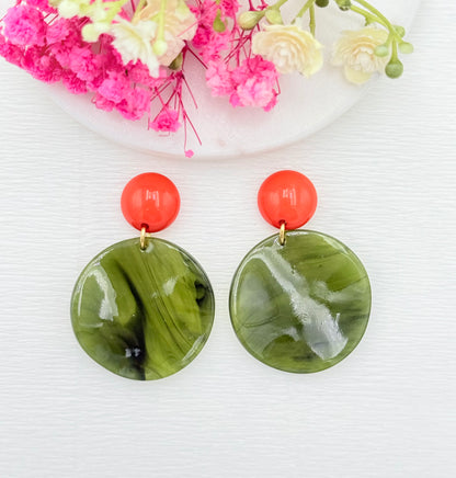grüne Ohrringe, Ohrringe grün, orange Ohrringe, Ohrringe orange, Ohrringe mit Anhänger, Modeschmuck Ohrringe, hochwertiger Modeschmuck, Onlineshop Ohrringe, Statementohrringe, klassische Ohrringe, Julilein Ohrringe