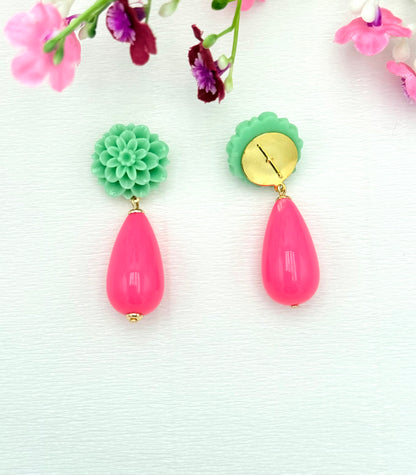 In love with neon - Tropfenohrringe in pink und hellgrün