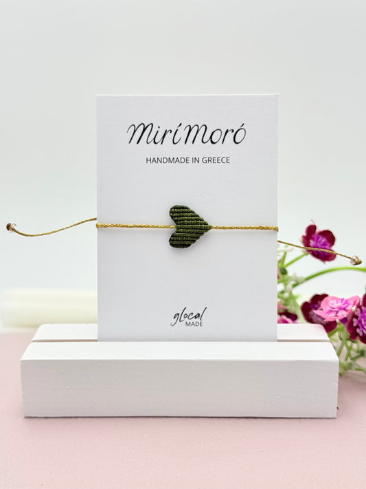 Herzarmband Small in Oliv und Gold