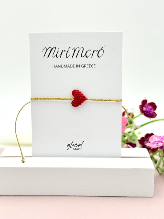 Herzarmband Mini in Rot und Gold