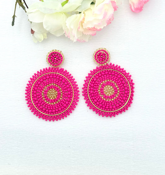 Pinke Ornament-Ohrringe