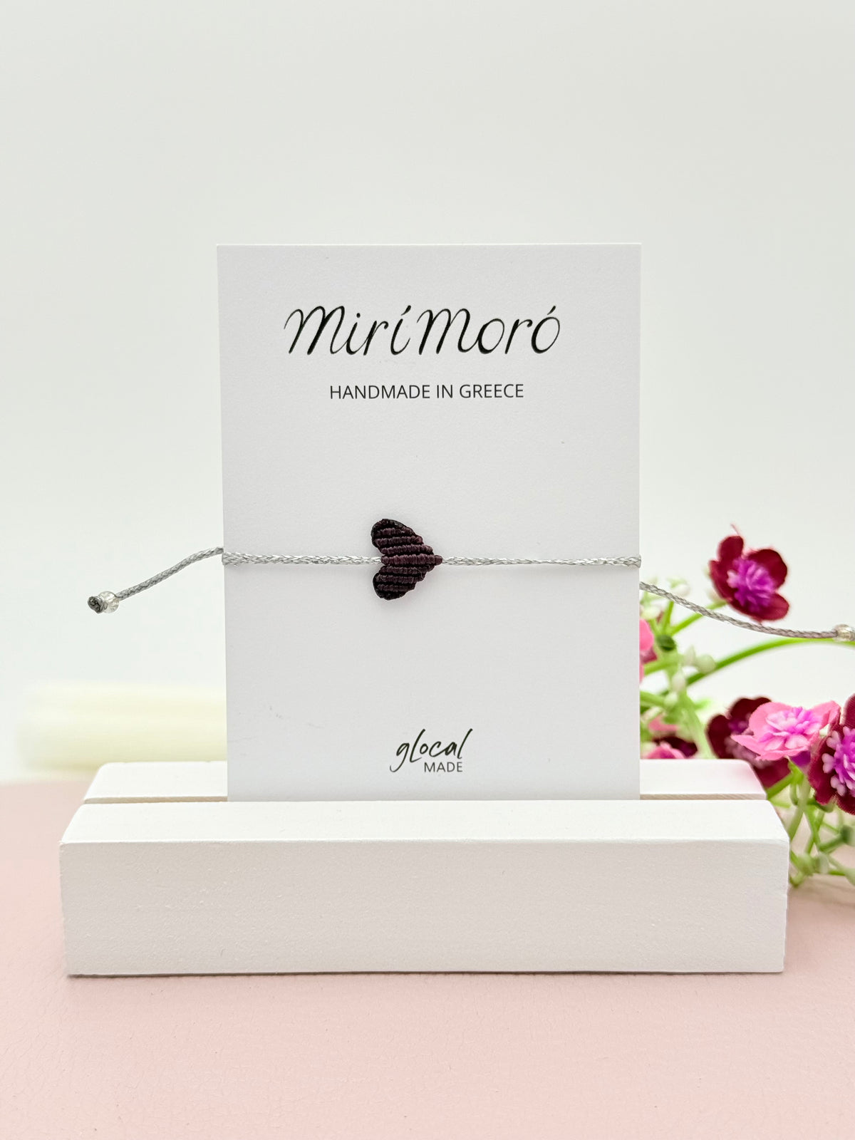 Herzarmband Mini in Aubergine und Silber