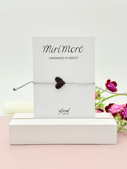 Herzarmband Mini in Aubergine und Silber