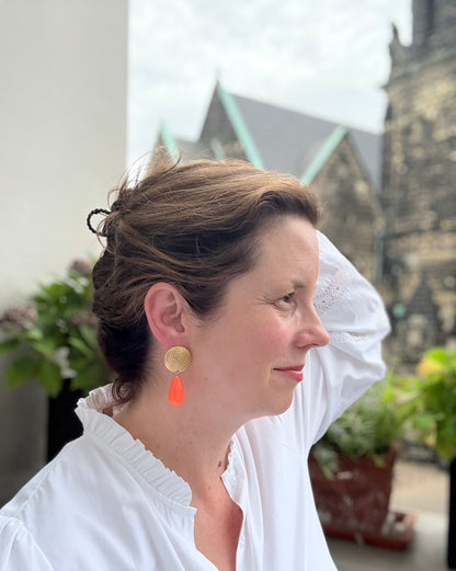 In love with neon - Tropfenohrringe in orange und gold