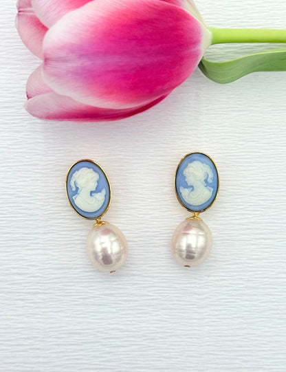 Kamee-Ohrringe mit echter kleiner Mallorcaperle