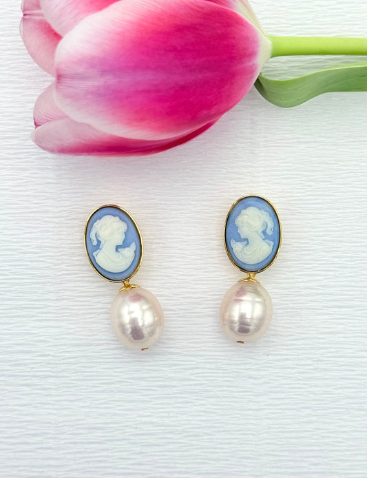 Kamee-Ohrringe mit echter kleiner Mallorcaperle