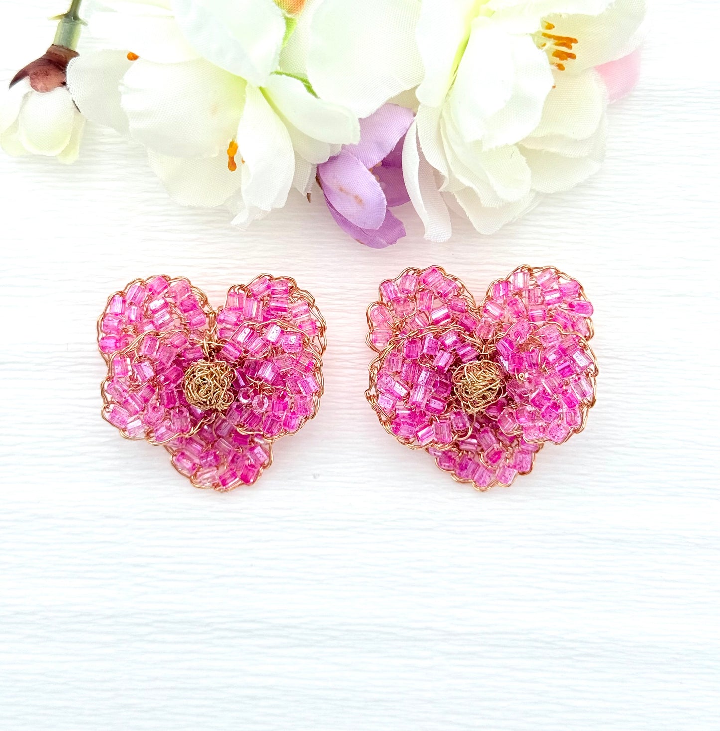 Fünfblättrige pinkfarbene Blumenohrringe - SALE (statt 129,95 €)