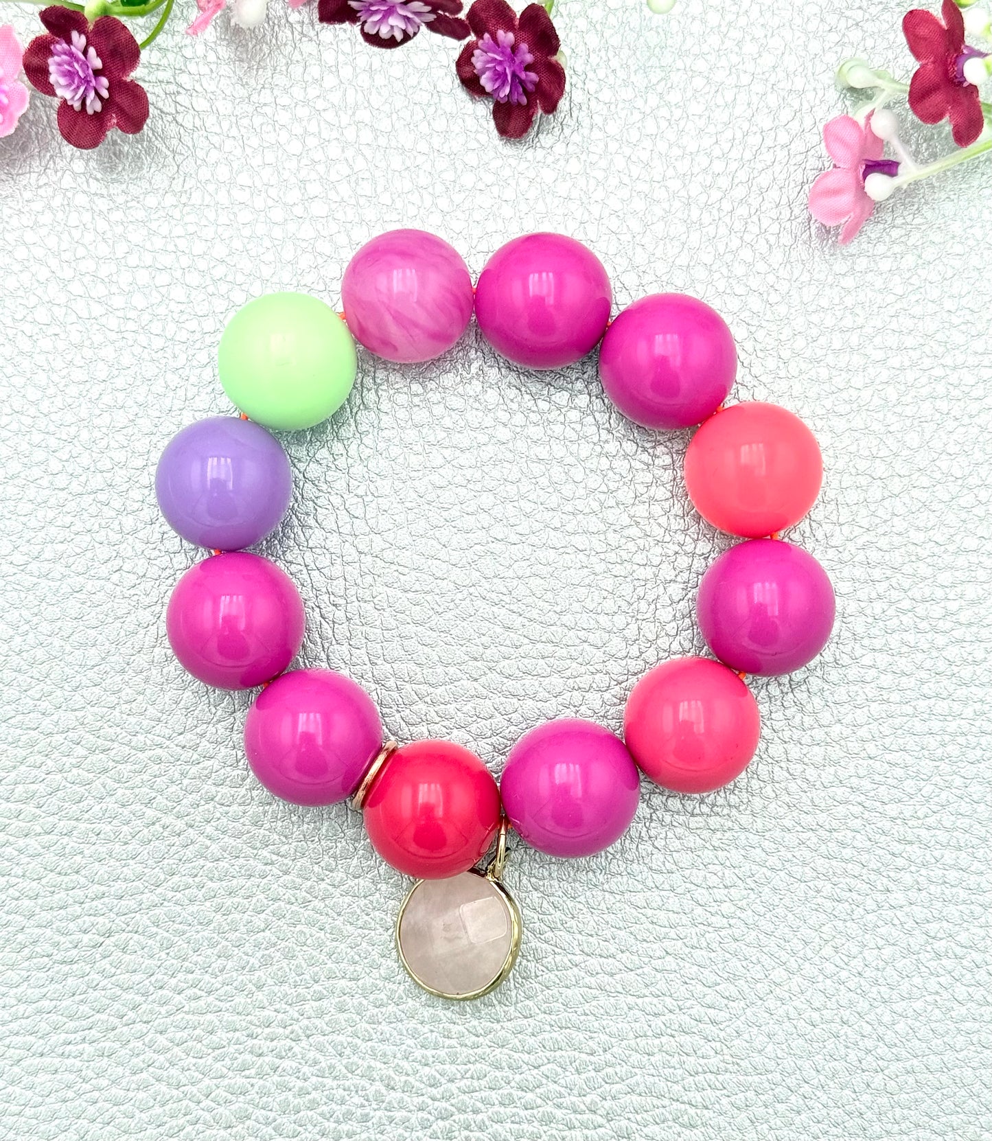 Armband glitzerblume*  BIG BUBBLE # 58