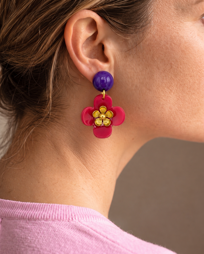 Himbeerrote Blumenohrringe - Unsere neue Kollektion Poppy Bloom