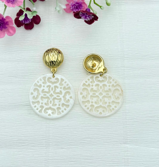 Edle Statement Ohrringe - mit Perlmutt-Ornament