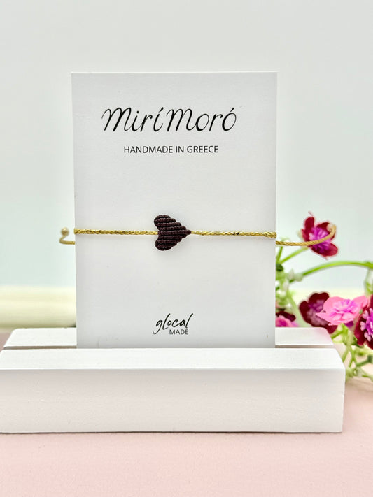 Herzarmband Mini in Aubergine und Gold