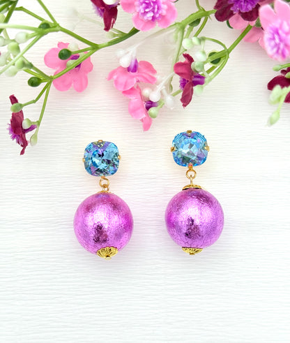 Pinke Ohrringe, Glitzerohrringe, Ohrringe Glitzer, Hellblaue Ohrringe