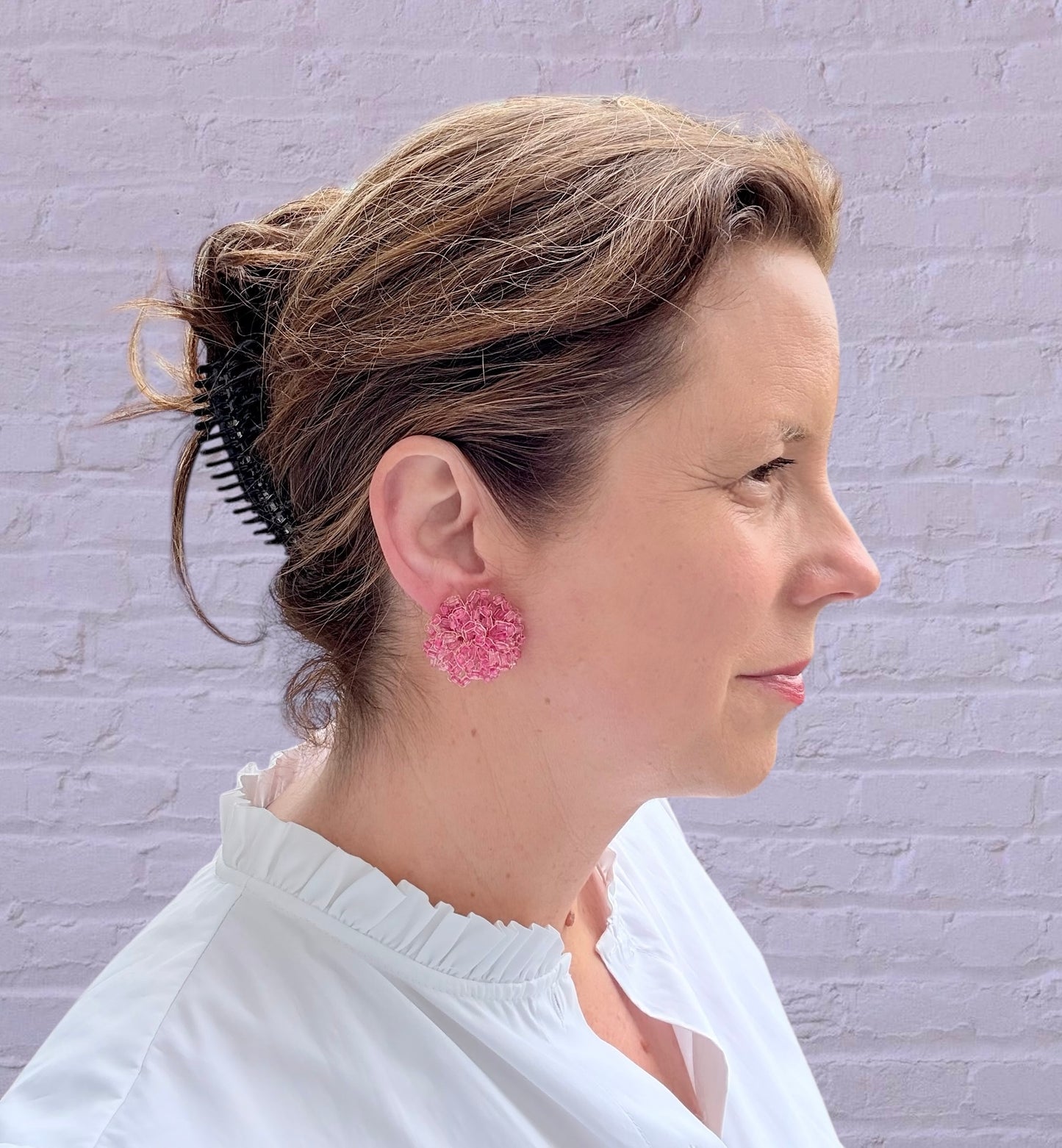 Edle Ohrringe in Form einer kleinen pinken Blüte - SALE (statt 109,95 €)