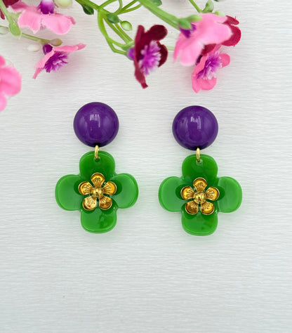 Grüne Blumenohrringe - Unsere neue Kollektion Poppy Bloom