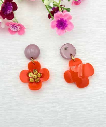 Orange Blumenohrringe - Unsere neue Kollektion Poppy Bloom