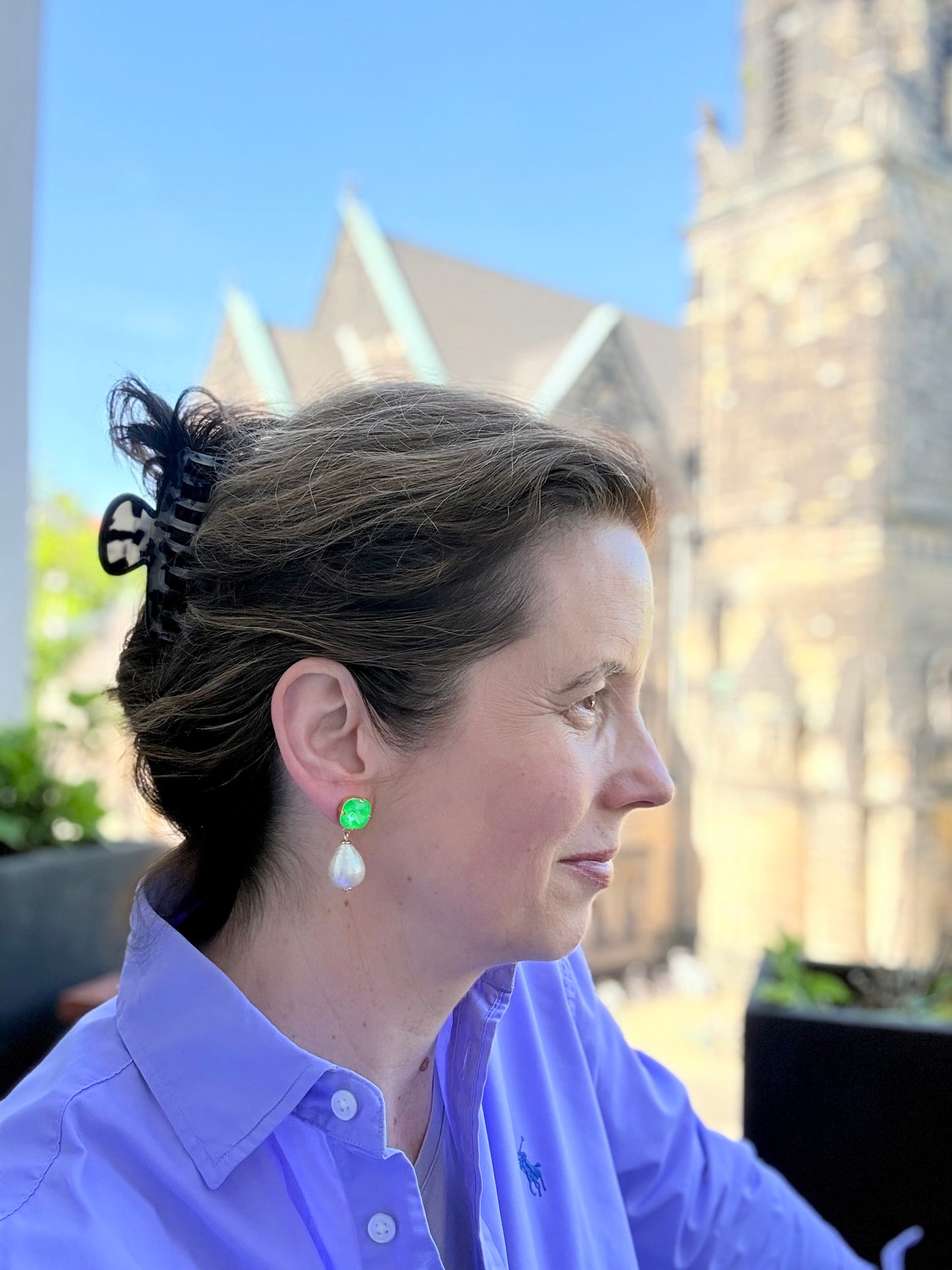 Neon Edition: schönste grüne Ohrringe mit leichter Baumwollperle