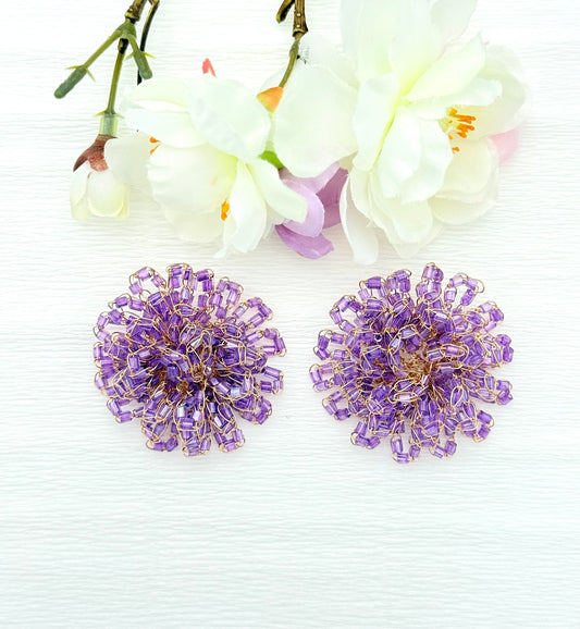Edle Ohrringe in Form einer großen lila Blüte - SALE (statt 129,95 €)