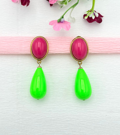We love Neon - edle pinke Clips mit neongrünem Tropfen