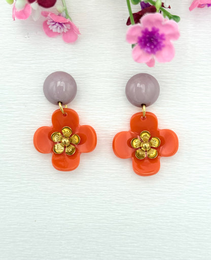 Orange Blumenohrringe - Unsere neue Kollektion Poppy Bloom