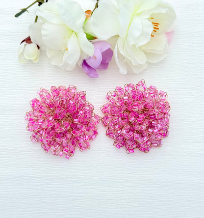 Edle Ohrringe in Form einer grossen pinken Blüte - SALE (statt 129,95 €)
