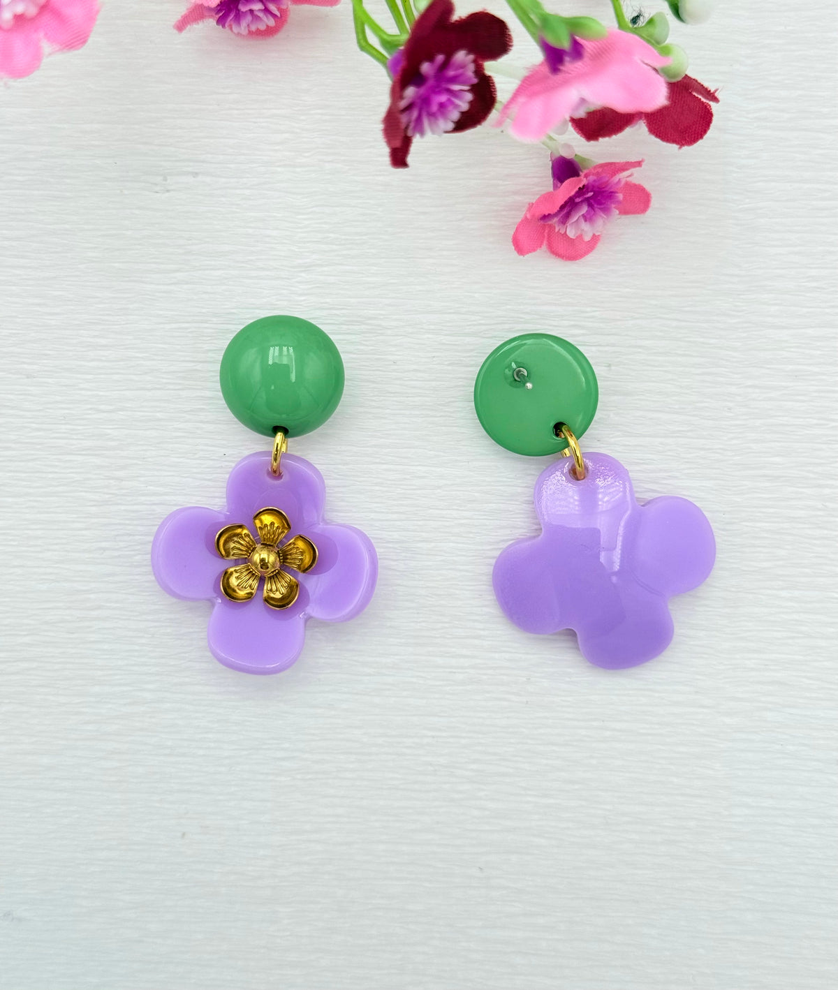Lila Blumenohrringe - Unsere neue Kollektion Poppy Bloom