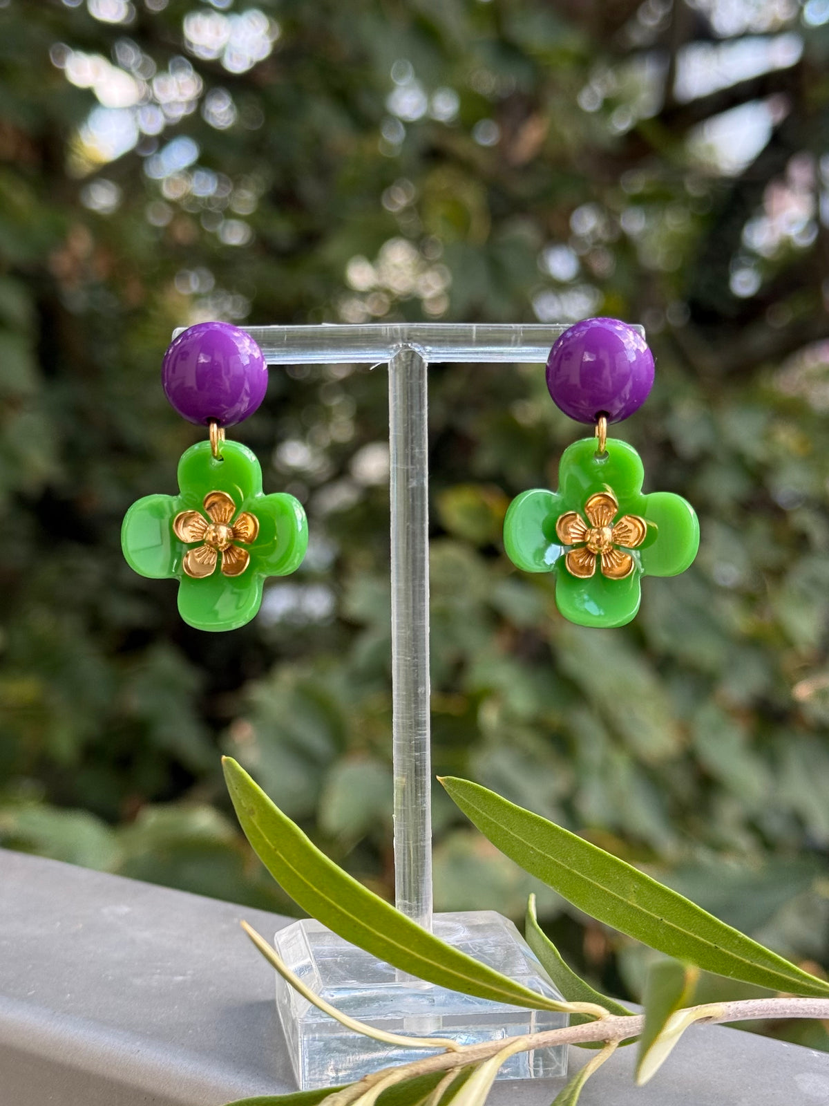 Grüne Blumenohrringe - Unsere neue Kollektion Poppy Bloom
