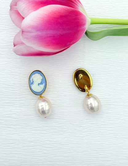 Kamee-Ohrringe mit echter kleiner Mallorcaperle